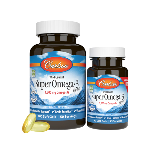 Carlson Labs Wild Caught Super Omega-3 Gems 1200mg 100 + 30 Softgels