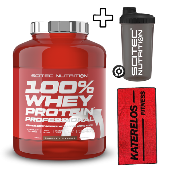 Scitec Nutrition 100% Whey Protein Professional 2350g + Katerelos Fitness Αθλητική Πετσέτα 100x50cm + Scitec Nutrition Shaker 700ml