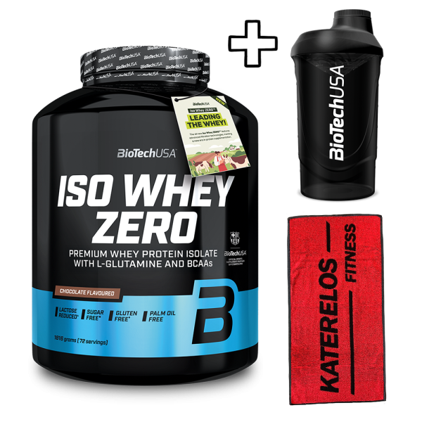 BioTech USA Iso Whey Zero 1816g + Katerelos Fitness Αθλητική Πετσέτα 100x50cm + BioTech USA Wave Shaker 600ml