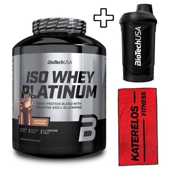 BioTech USA Iso Whey Platinum 1816g + (ΔΩΡΟ) Katerelos Fitness Αθλητική Πετσέτα 100x50cm + BioTech USA Wave Shaker 600ml
