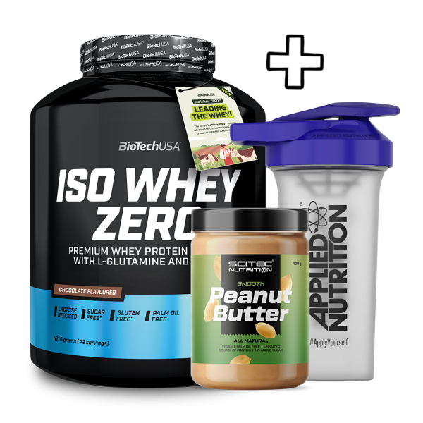BioTech USA Iso Whey Zero 1816g + Scitec Nutrition Peanut Butter 400g + Applied Nutrition Shaker 700ml