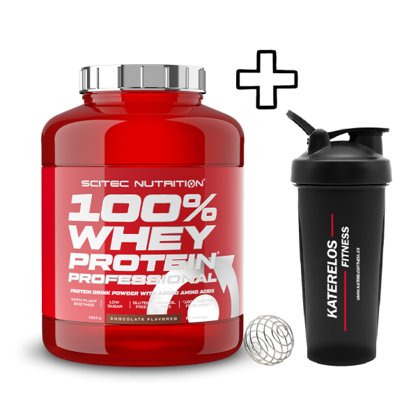 Scitec Nutrition 100% Whey Protein Professional 1816g + Katerelos Fitness Shaker 600ml