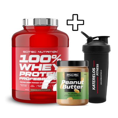 Scitec Nutrition 100% Whey Protein Professional 1816g + Katerelos Fitness Shaker 600ml + Scitec Nutrition Peanut Butter 400g