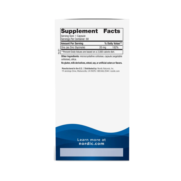 Nordic Naturals Zinc Glycinate 60 caps